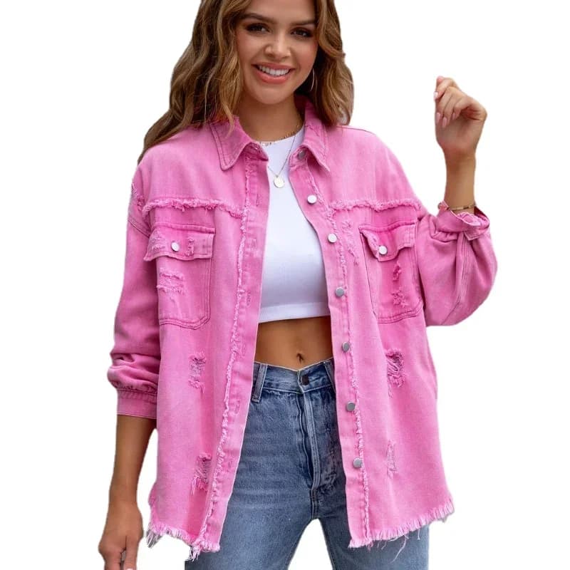 Camicetta di jeans scavata Camicette larghe e comode da donna Camicia di jeans vintage Camisas De Mujer Top da donna Harajuku Streetwear