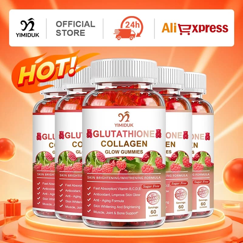 Collagen and Glutathione gums, with vitamin C, for a radiant skin, hair and nails, Improves calcium absorption