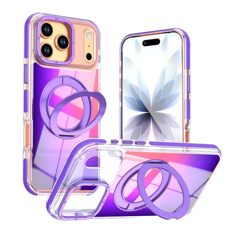 Lusso 360 ° Custodia Protettiva Girevole Anti-Caduta per iPhone 17 Air 16 15 14 Plus 13 Pro Max 12 con Cover Gradiente Compatibile Magsafe