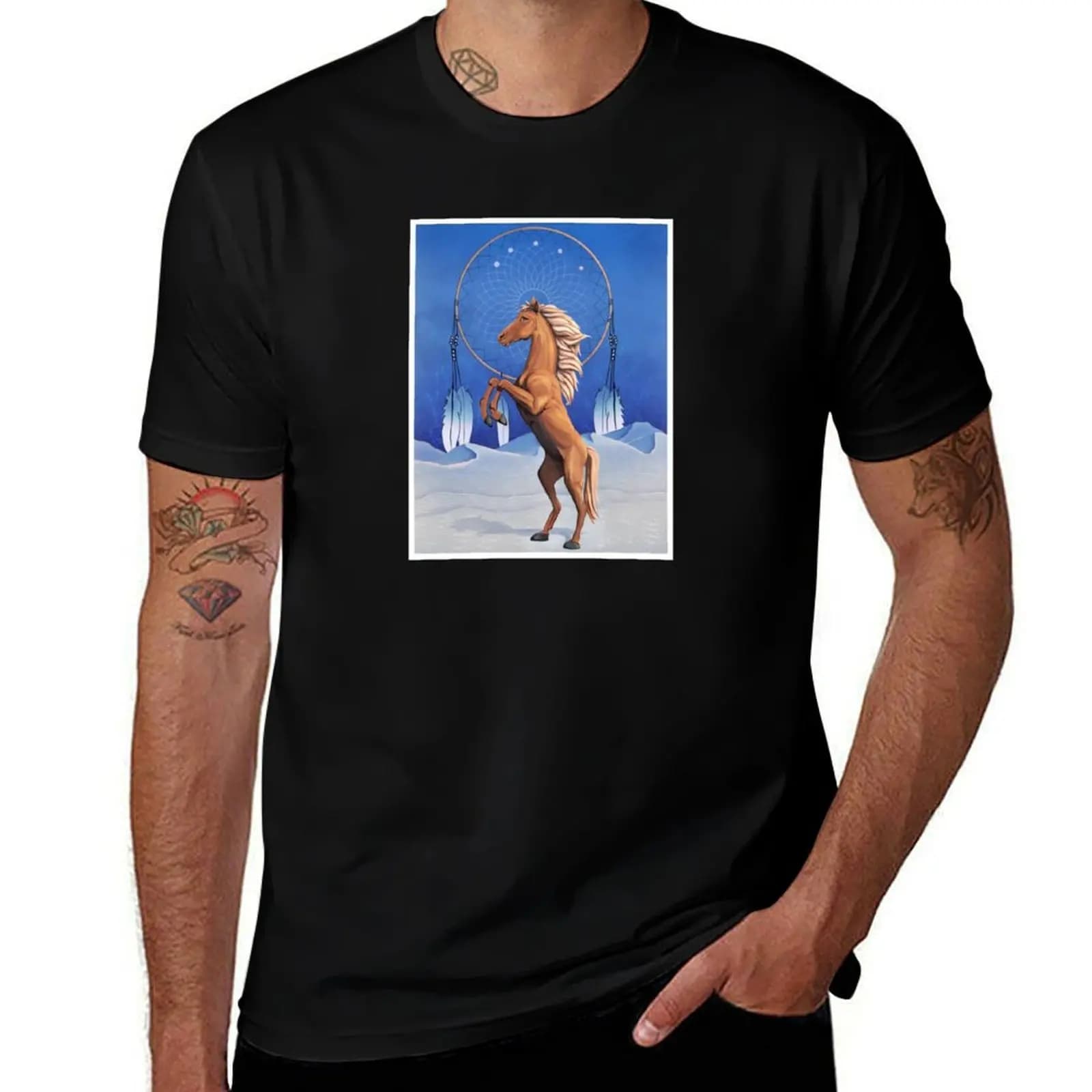 Dream catcher horse T-Shirt Urban Style Casual Short Sleeve Top T-Shirt