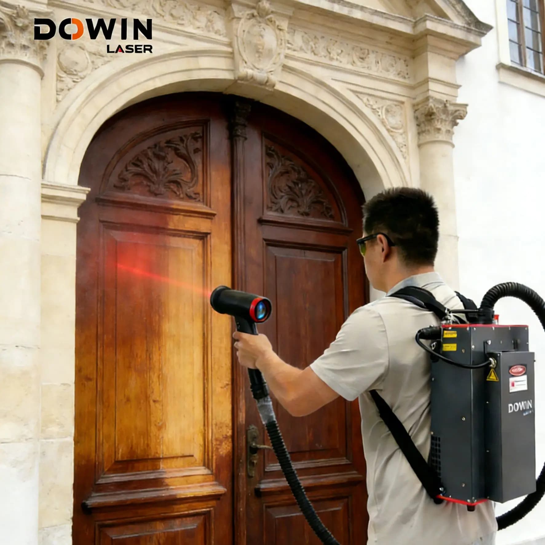100W 300W Backpack Pulsed Cleaning Machine for Rust Coating Paint Oil Stains Graffiti