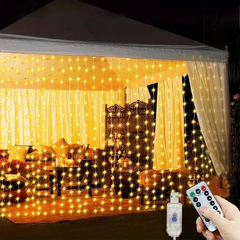 Tenda di Natale LED Luci della stringa 6m/3m/2m/1m Spina USB 8 modalità Luci del partito Capodanno Casa Matrimonio Vacanza Decor Estetica
