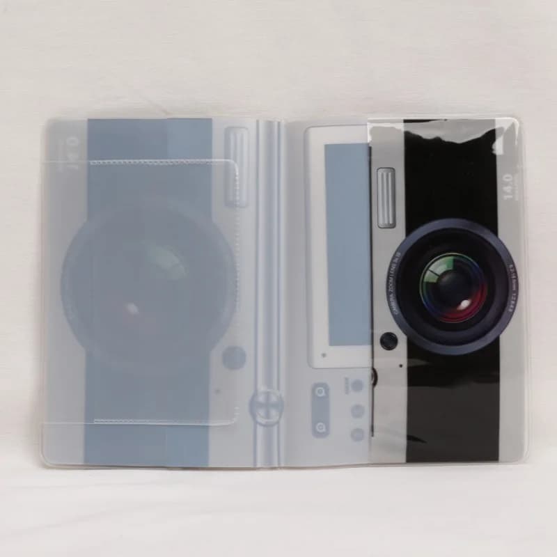 Porta passaporto stile fotocamera Portafoglio da viaggio Accessori con ID aziendale Slot per carta di credito Custodia protettiva per passaporto