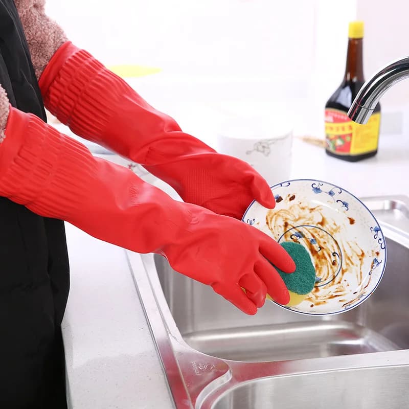 1 paio allunga la pulizia dei piatti guanti in Silicone guanti in gomma per lavare i piatti Scrubber per utensili da cucina per la casa