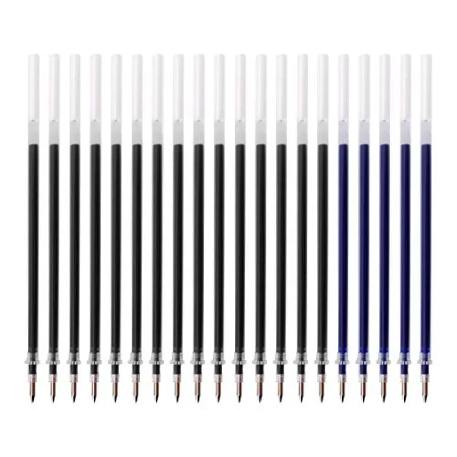Gel Ink Rollerball Pens Refills Medium Point Pens Refill Work Pen Smooth Writing for Office, Pack of 20 15 Black Ink and 5 Blue