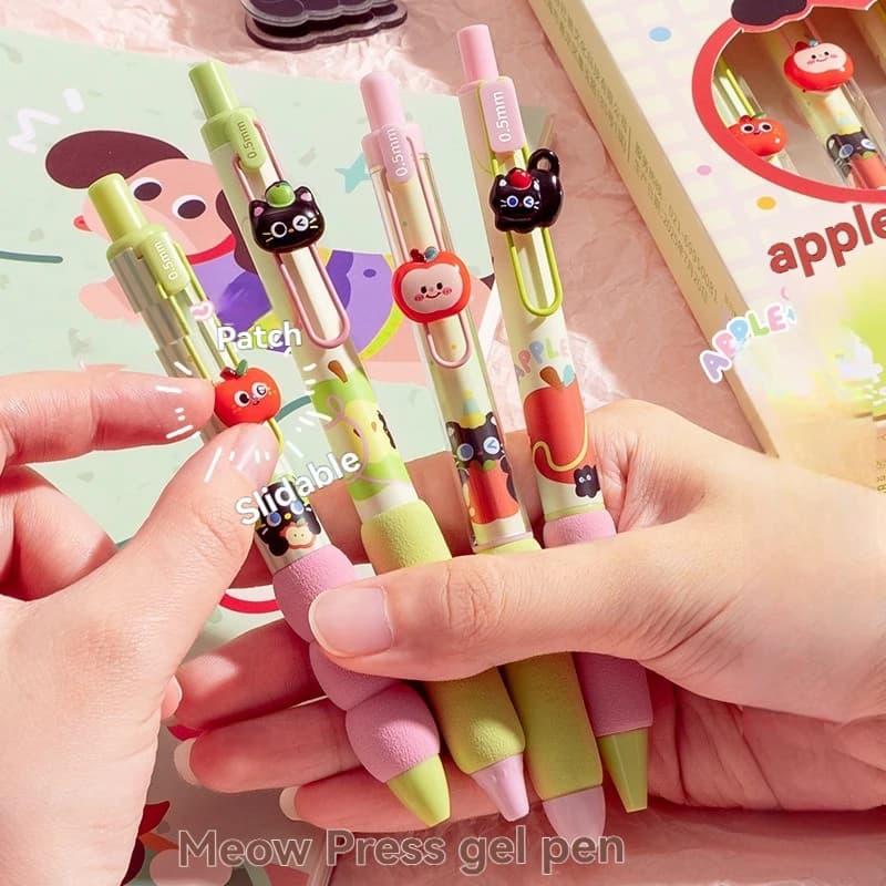 4PCS New Press Gel Pen High Beauty Cartoon Pattern Student Brushing Special Pen Activity Patch ST Tips