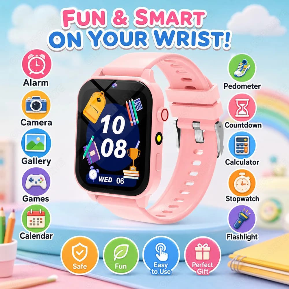 New Smart Watch For Children HD Touch Screen Camera 18 Games Sleep Monitoring Alarm Clock Calculator Birthday Gift Boy Girl HT30