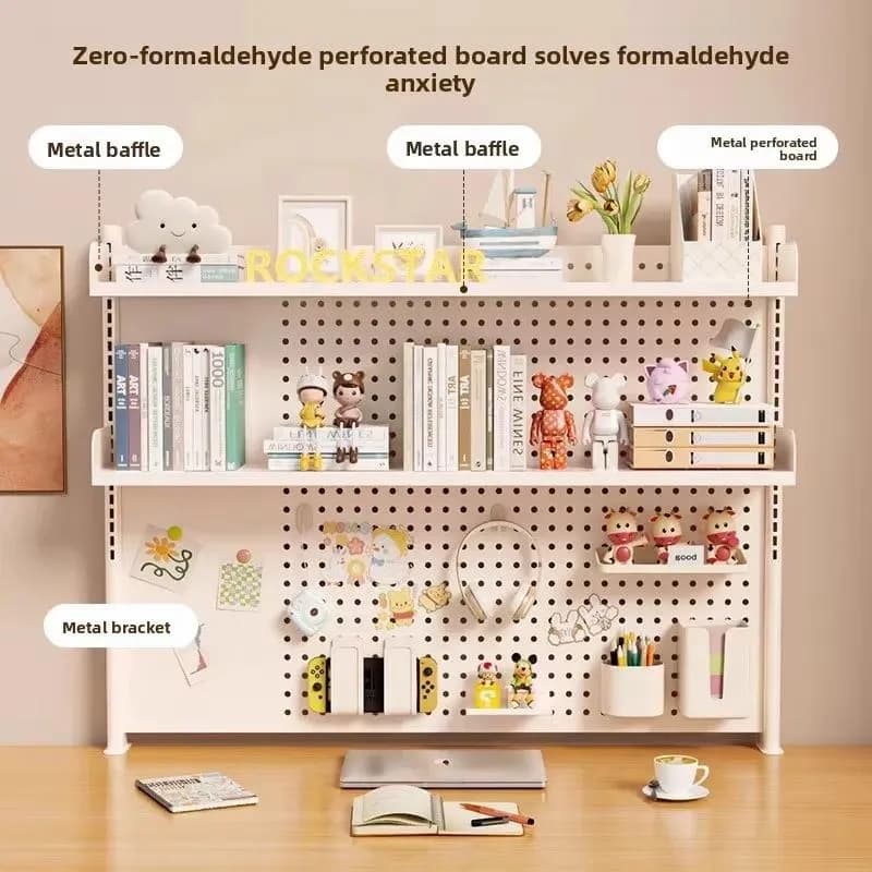 Desk Storage Shelf Desktop Hole Board Finishing Rack Shelf Wall Shelf Desk Organizer Kitchen Organizer