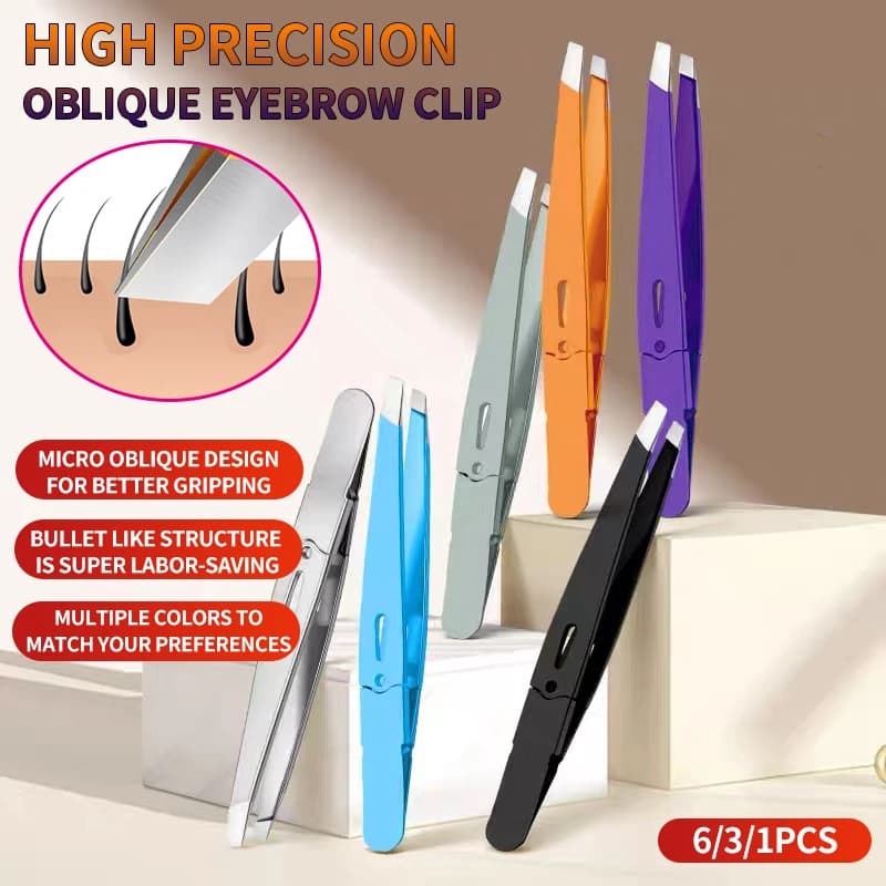 6/3/1 pz Eyebrow tweezers - Oblique Mouth Hair Pulling Barba Fake eyelashes Double eyelid Patch - High precision portable