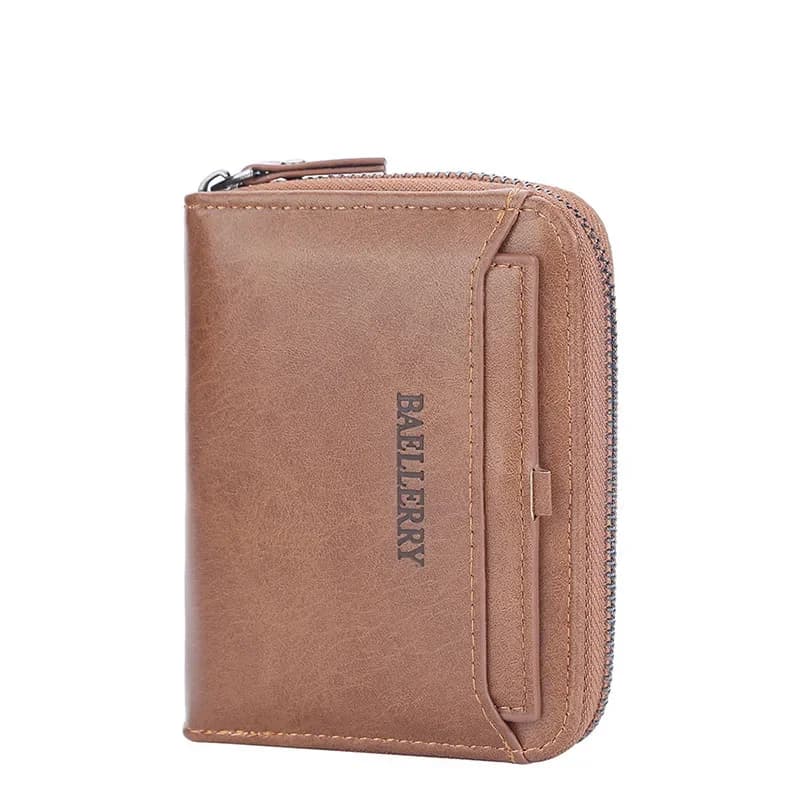 Portafoglio corto da uomo in pelle Porta biglietti da visita Portafoglio con cerniera Portafogli di lusso per borse con protezione RFID Carteira Masculina