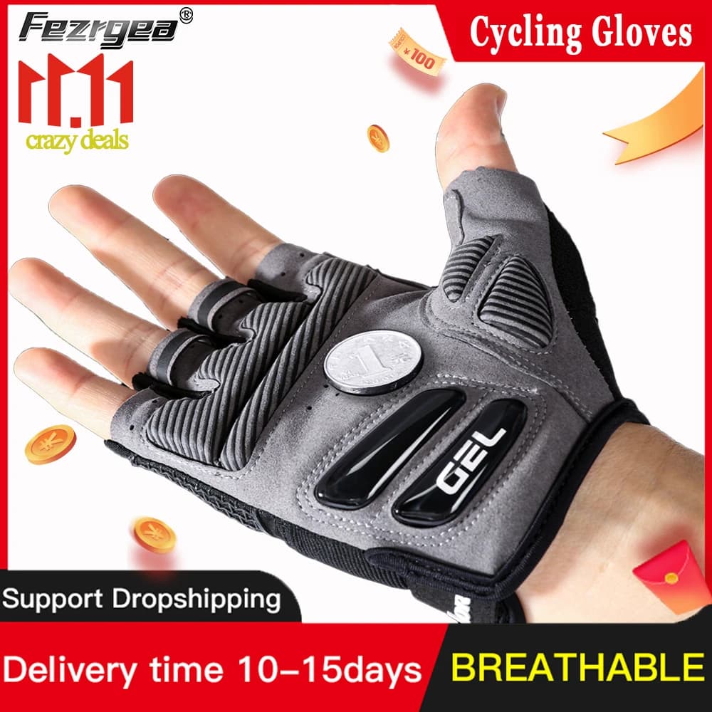 New men's and women's cycling gloves with half fingers Fitness gloves for breathable sports bikes liquid silicone shock absorber