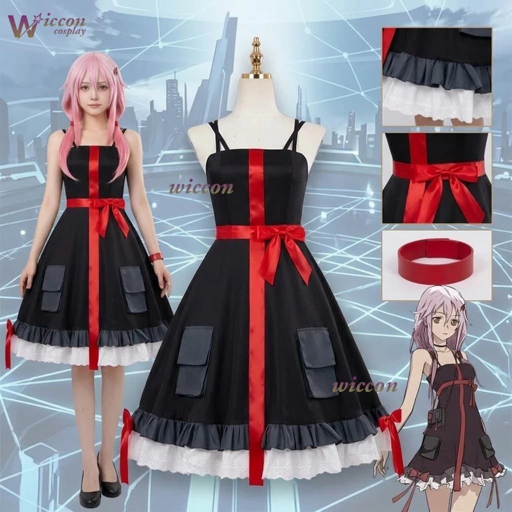 Cos C COS Guilty Crown Yuzuriha Inori Black Dress Anime Cosplay Two Dimensional Role Play Costume Halloween Uniforms