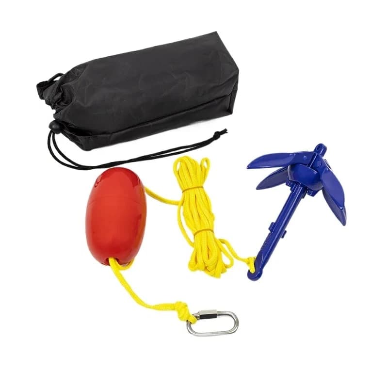 Gzyora Store 0.22KG Aluminum Folding Kayak Anchor Kit Blue with 5M Rope Buoy Carabiner Storage Bag for Boats Within 3 Meters