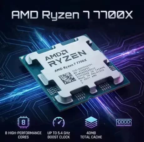 New AMD Ryzen 7 7700X Desktop CPU 8 Core 16 Thread 5NM 32M L3 Cache 4.5GHz 100 000000591 Socket AM5 Without Cooler
