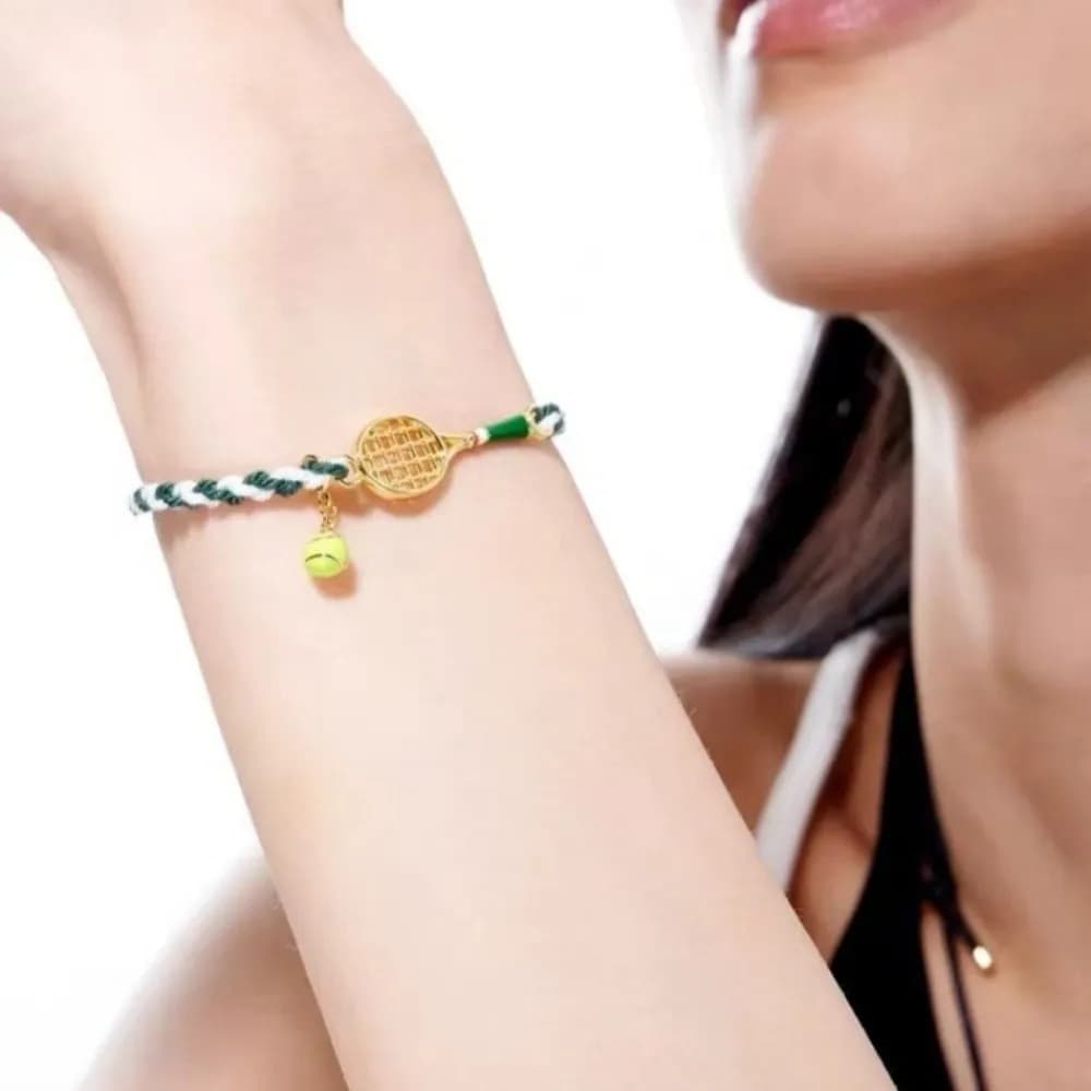 Adjustable Tennis Racket Bracelet Lightweight Design Vintage Style Handwoven Bracelet Handwoven Copper Material Couple Bracelet