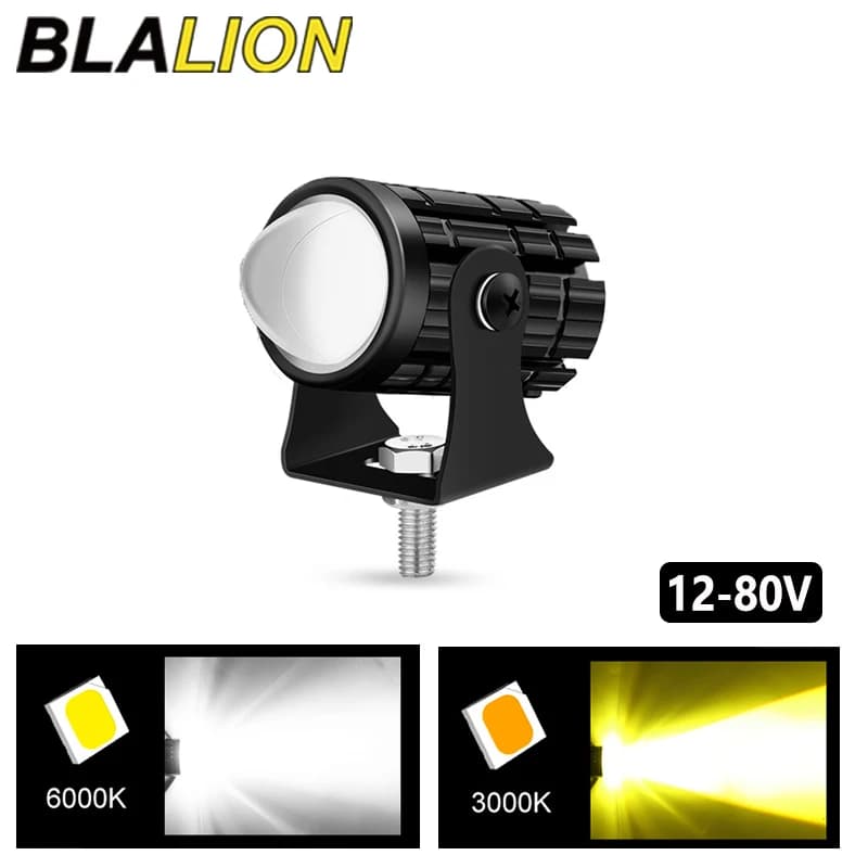 BLALION Mini luce di guida Lente per proiettore a LED Faro per moto ATV Scooter Accessorio per fendinebbia per moto super luminoso a doppio colore