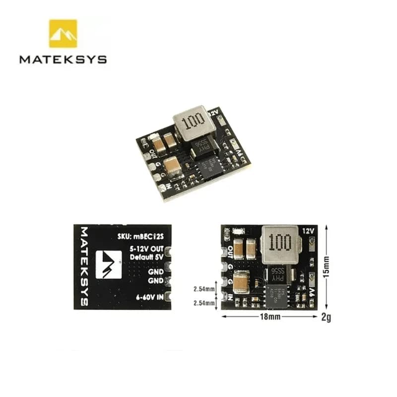 MATEK MICRO BEC 6-60V a 5V/9V/12V-ADJ, Modulo Regolatore Step-Down per Sistemi di Alimentazione di Droni FPV, Aerei RC ed Elicotteri