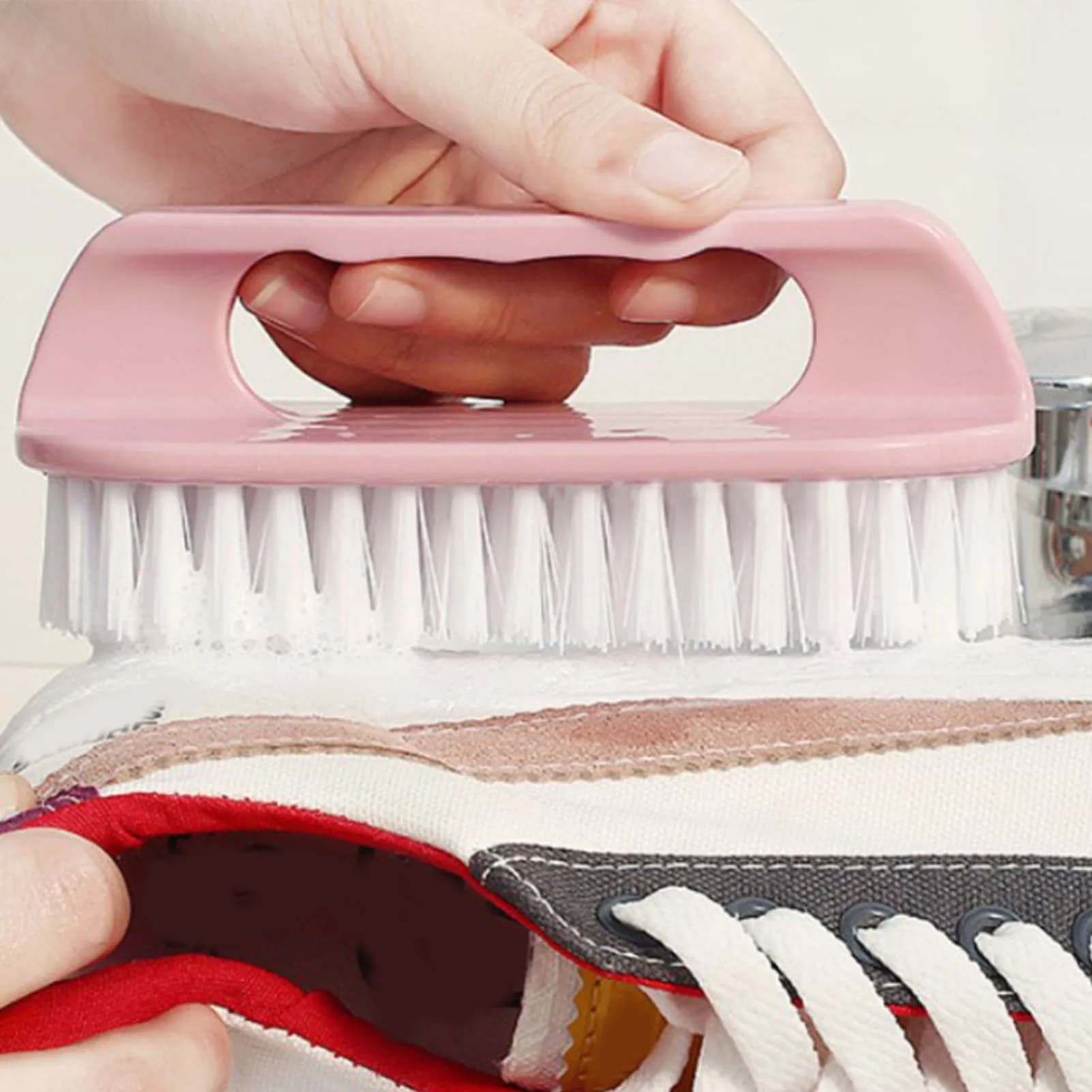 Spazzola per la pulizia delle mani, spazzola per bucato, impugnatura comoda, multiuso, ergonomica, con manico per vestiti e per piani di lavoro