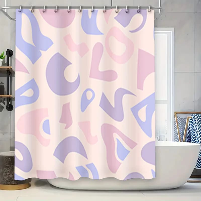 Set di tende da doccia moderne per decorazioni per il bagno, tessuto impermeabile con graziosi modelli di alfabeto colorati per il bagno di casa