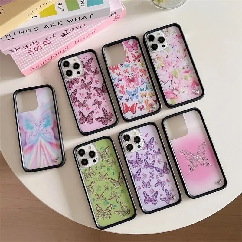 Custodia per telefono Wildflower Ins Cartoon 3D a forma di farfalla WF antiurto per iPhone 11 12 13 14 15 16 17 Pro Max 14 15 16 Plus