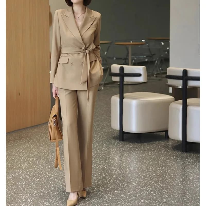 Completo da Donna Allingentle 2 Pezzi Elegante con Giacca Doppiopetto e Pantaloni, Personalizzabile per Ufficio e Casual