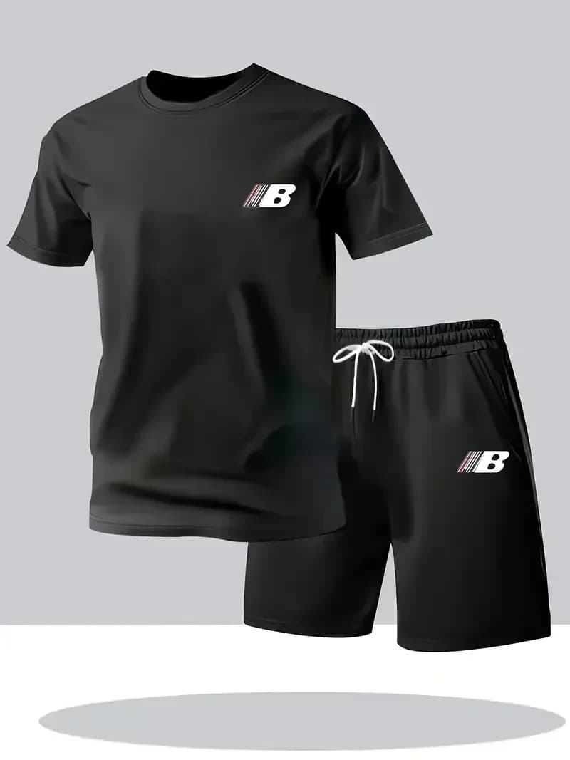 Completo Sportivo Estivo da Uomo: T-shirt a Maniche Corte Traspirante + Pantaloncini, Set Casual Leggero e Confortevole in 2 Pezzi