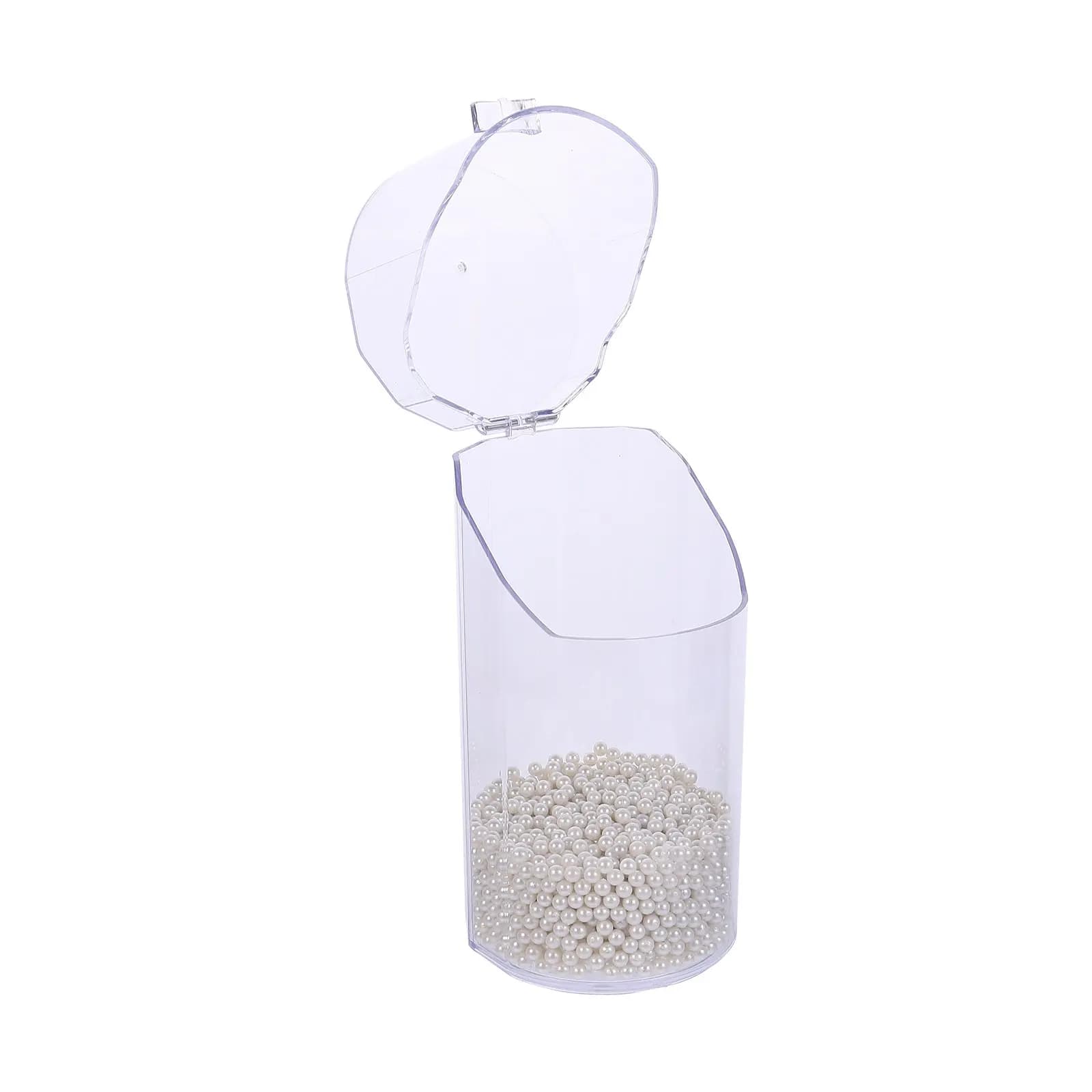 Porta Pennelli Trucco Trasparente con Perle, Scatola Premium in Plastica per Organizzare Pennelli da Trucco, Espositore da Scrivania