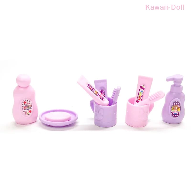 13 pezzi 1:12 dentifricio spazzolino shampoo doccia lozione pettine specchio sapone casa delle bambole in miniatura forniture per il bagno