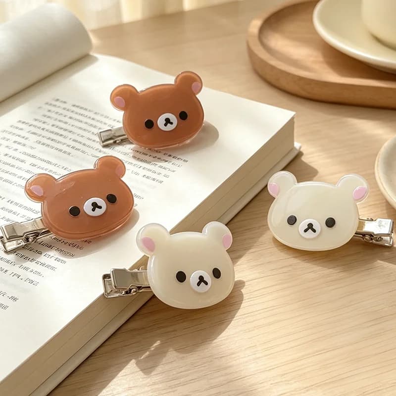 Kawaii Rilakkuma Cartoon Bear Hair Clips Hair Pins Anime Hair Accessories Daily Hairstyle Fixing Decor Portable Ornament Gifts