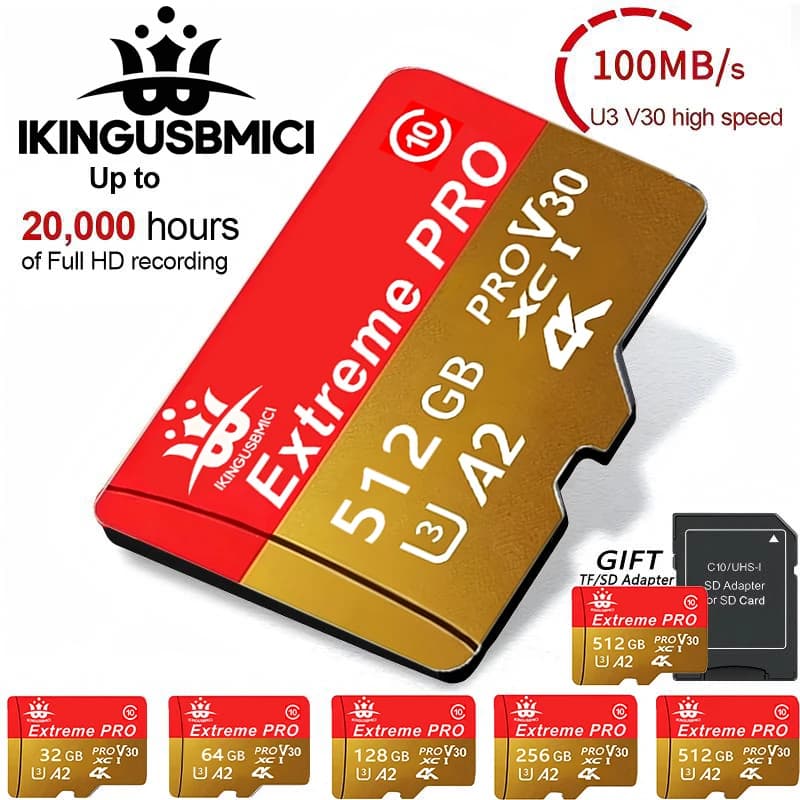 for Phone Class Flash Quality Uhs-i Memory 32/64/128/256/512gb Mini Sd Card Premium High Speed U3 Class 10 High Quality Reliable