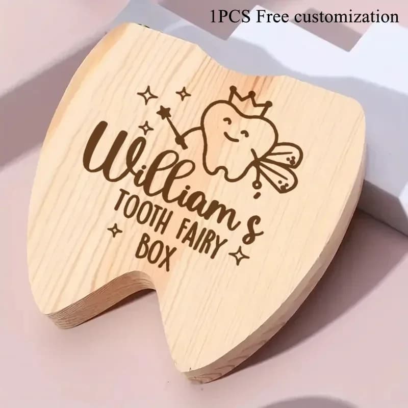 1 pz scatola di immagazzinaggio per bambini con denti decidui in legno personalizzato gratuito regalo di compleanno per fata dei denti per ragazza ragazzo nome personalizzato scatola per denti di latte