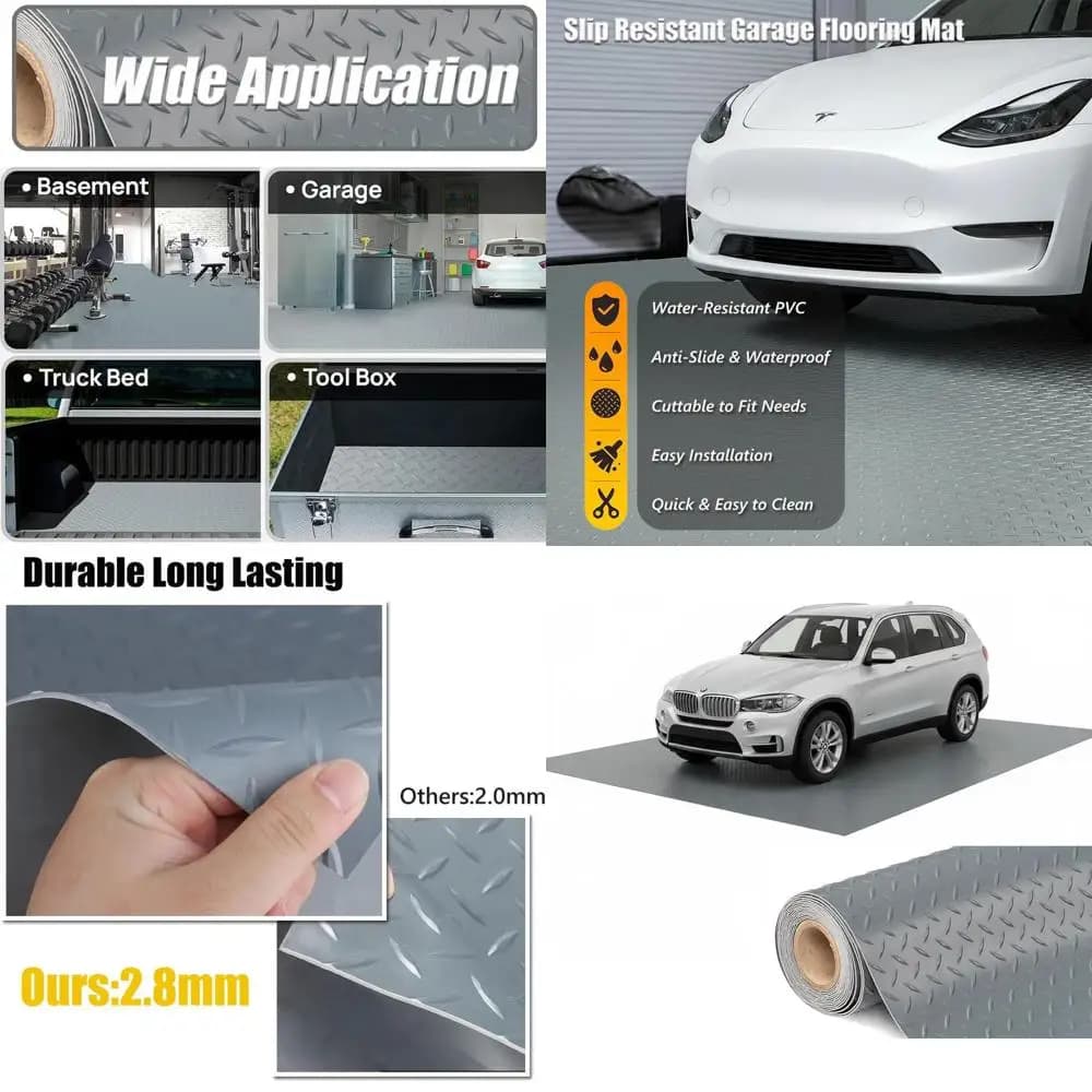 Reinforced PVC Garage Mat, Waterproof Protection Anti-slip for Cars, Trailers, SUVs, basements, Gyms (1.8m x 2.1m) - G