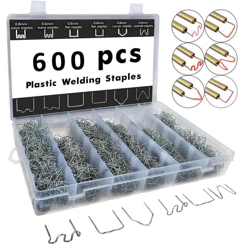 600 Pezzi Graffette per Saldatura Plastica, 6 Tipi di Graffette a Caldo per Riparazione Plastica Auto, Modellismo Architettonico, Produzione Giocattoli, 100 Pezzi/Tipo