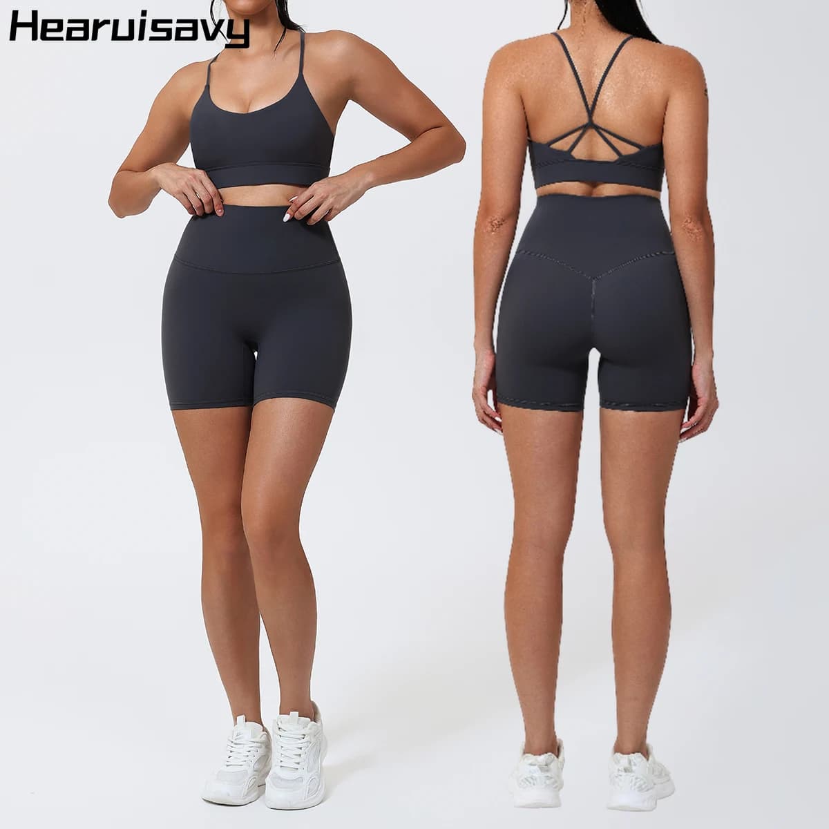 Complete Sports Hearuisavy 2 Pieces for Women, High Waist Yoga Pants Breathable, Sporty Bra Comfortable for Gym and Race