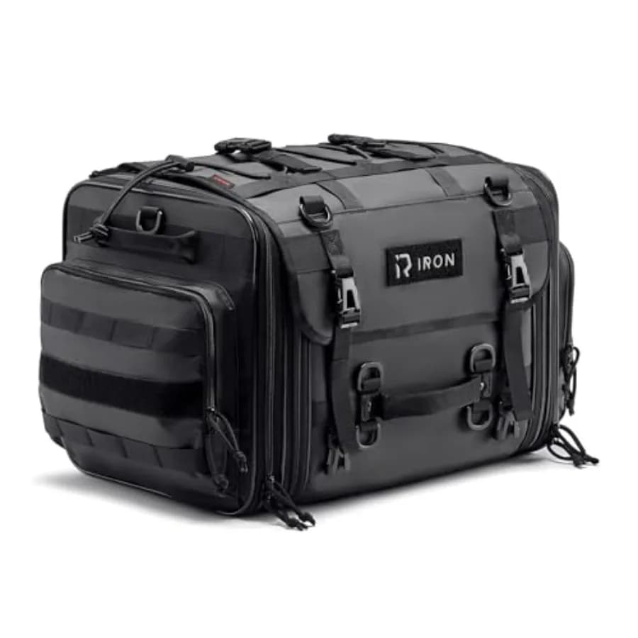 Borsa da Moto Posteriore Espandibile 40L-60L Impermeabile con Copertura Antipioggia e Cinghie per Sissy Bar per Portapacchi Posteriore in Polietilene Resistente