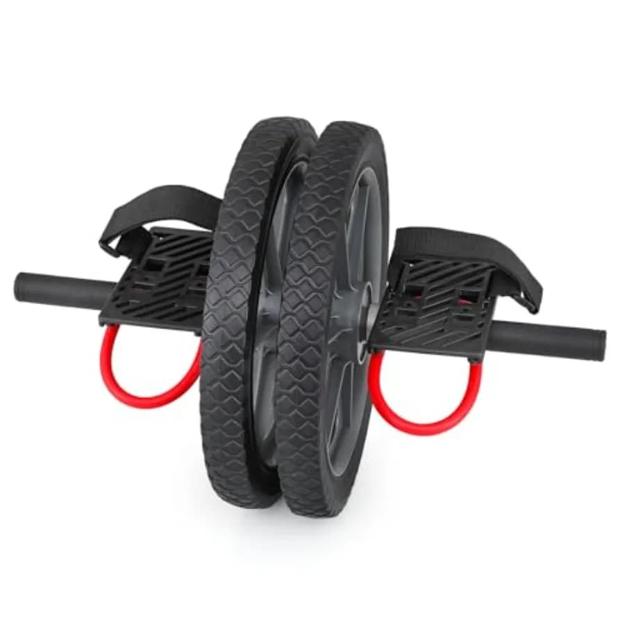 Wheel for Abdominals with Foot Straps for Domestic Training, Gear for Men and Women, Core Strength Training Machine, Black
