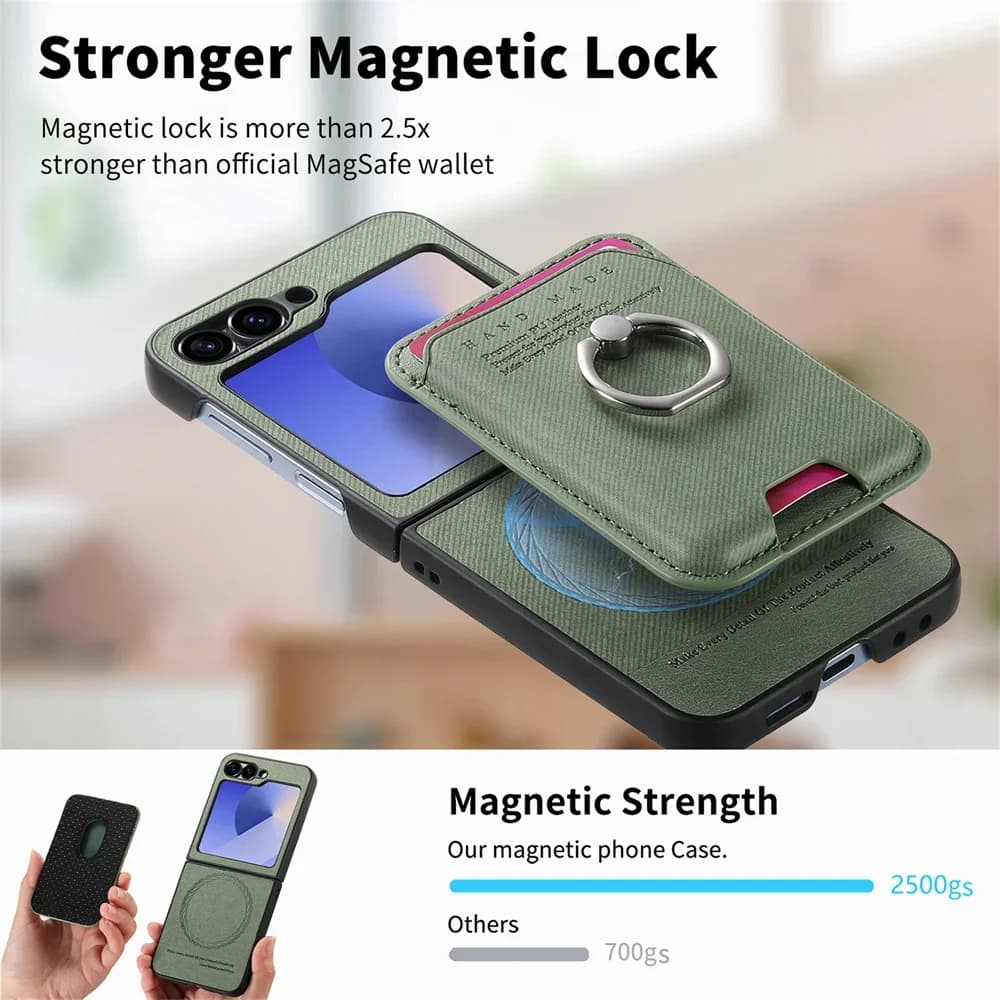 Phone Case for Samsung Galaxy Z Flip 6 5 4 Flip6 Flip5 Detachable magnetic wallet 2 in 1 with card ring Magnetic cover