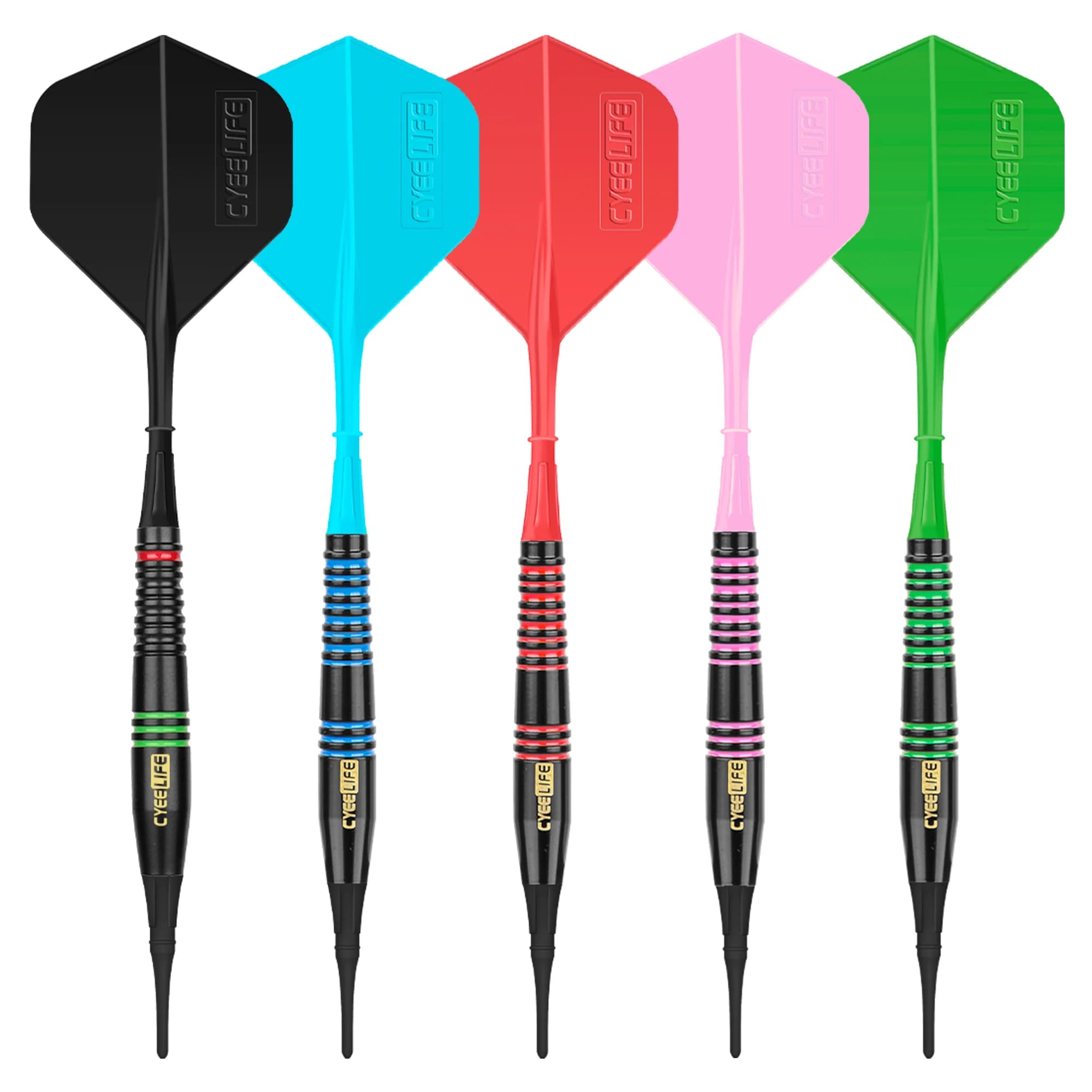 CyeeLife-Busto per freccette in rame, freccette morbide, giochi da bar, 30 punte per freccette morbide, 6 colori, 18 g