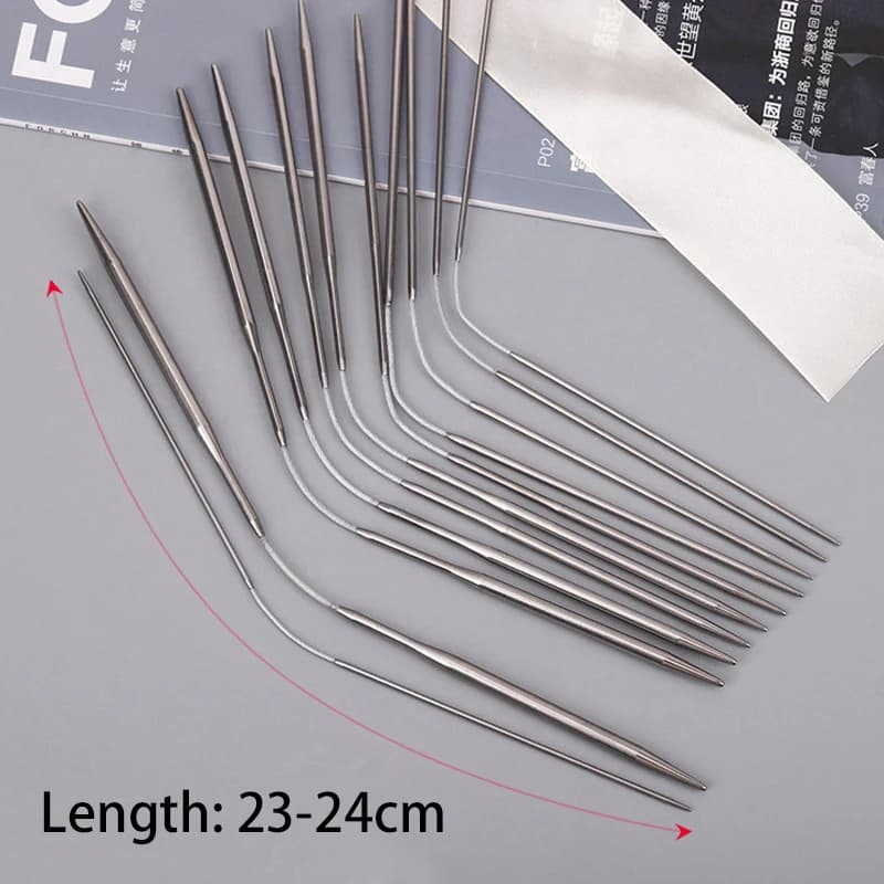 1set Circular Knitting Needles Set Mini Stainless Steel Cable Sock Knitting Crochet Needles for Babies Sleeves Accessories Tools