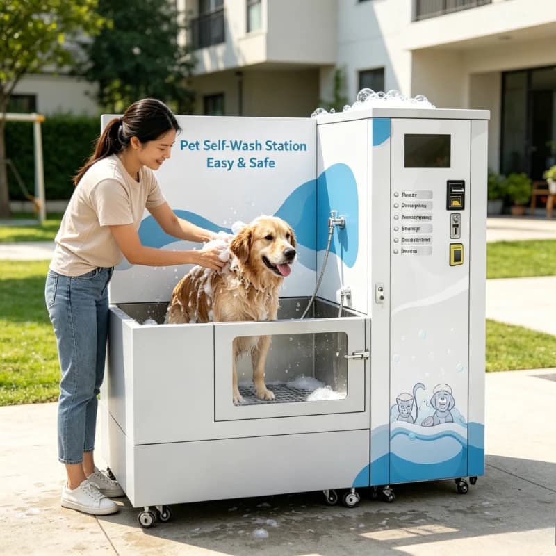 Dog Wash Station Vending Machine, Two-Tank Shampoo Conditioner System with Dryer for Commercial Grooming Shop