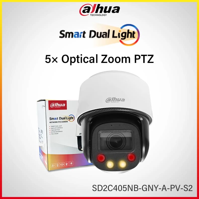 Dahua 4MP 5x Optical Zoom Smart Dual Light WizSense PTZ Camera Warm Light&Sound Warning Auto Tracking Lite SD2C405NB-GNY-A-PV-S2