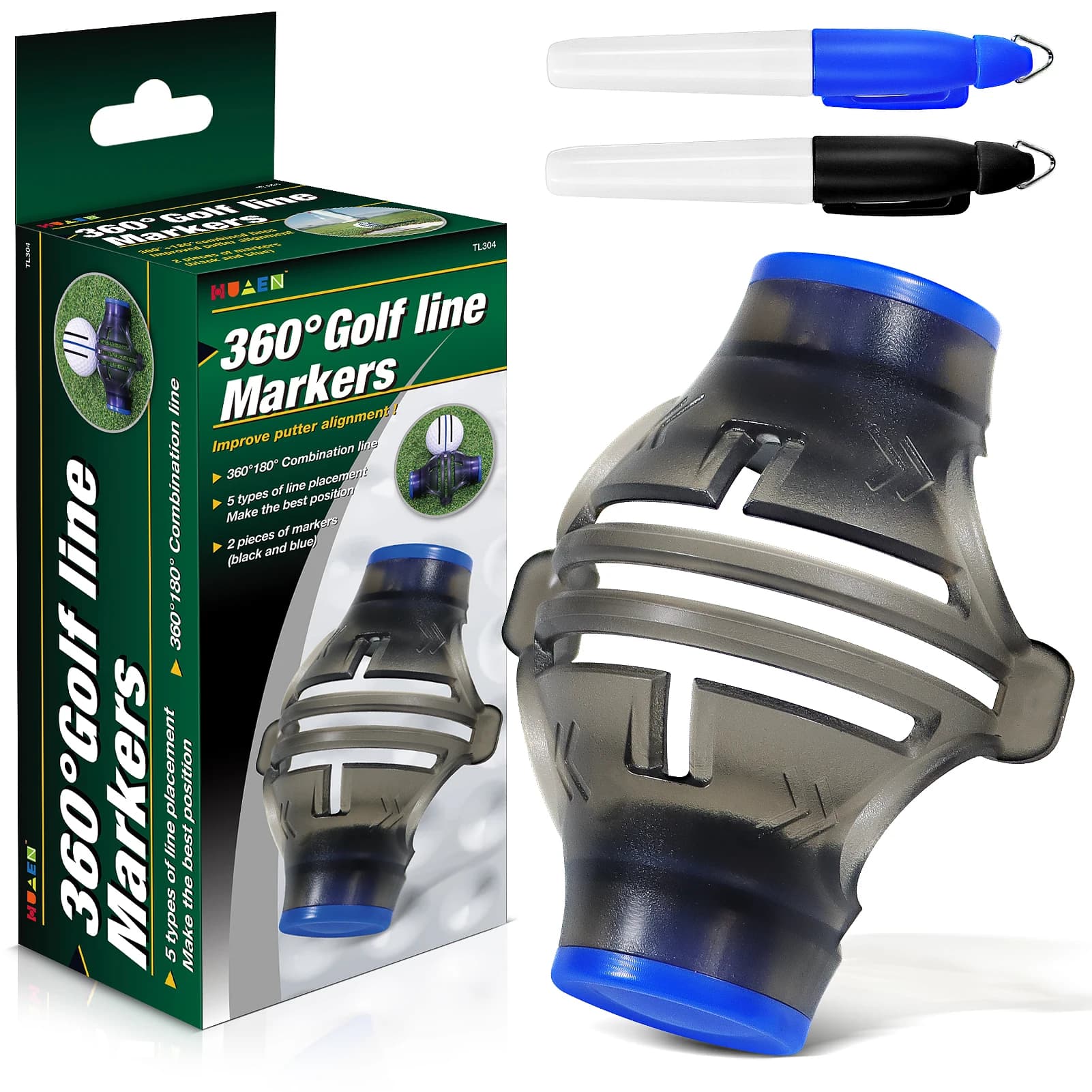 Nuovo marcatore della linea della pallina da Golf strumento di disegno e segni di rotazione di 360 gradi Set di penne allineamento del modello Putting Marking Liner Tools