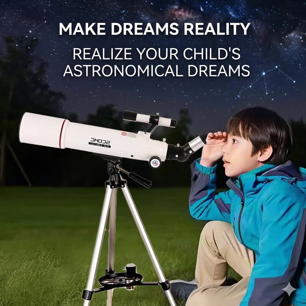 Telescopio Astronomico Rifrattore con Apertura 70mm, Lunghezza Focale 500mm, Monocolo Professionale HD con Treppiede per Osservazione delle Stelle e Campeggio