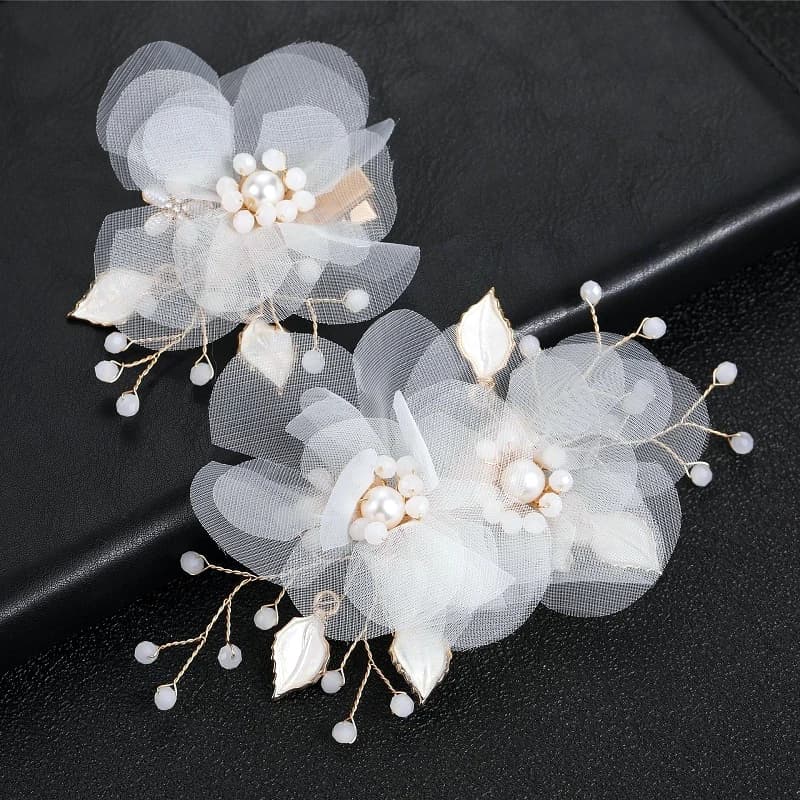 2 pezzi/set fermagli per capelli fiore bianco fermagli da sposa perle gioielli per capelli da sposa pezzo accessori donna fatti a mano forcine