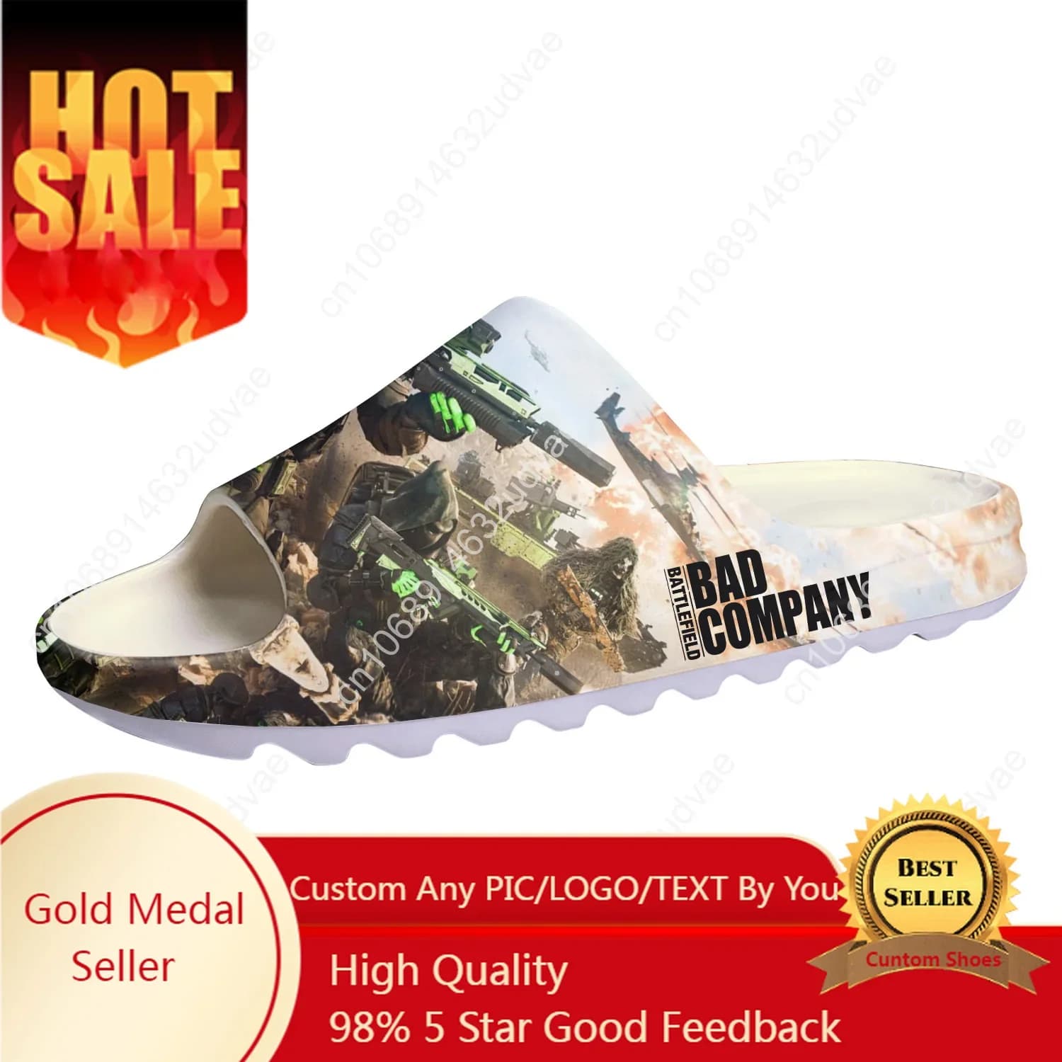 Pantofole da casa con suola morbida su misura Battlefield Zoccoli da casa Scarpe da acqua Scarpe da bagno da spiaggia per uomo e donna per adolescenti