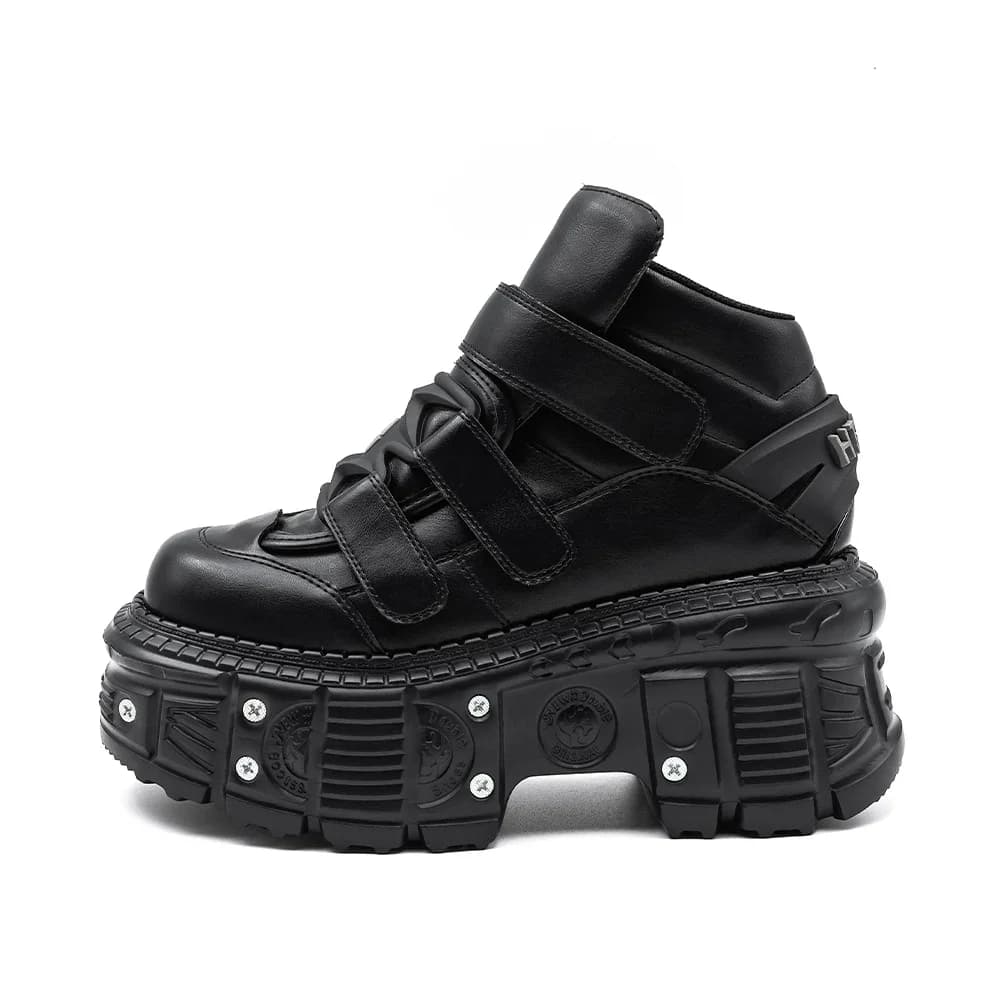 2026 New Style punk Women's Shoes Gothic Ankle Boots Rock Lace-up Heel Height 9CM Platform Shoes Woman Metal Decoration Women's Sneakers