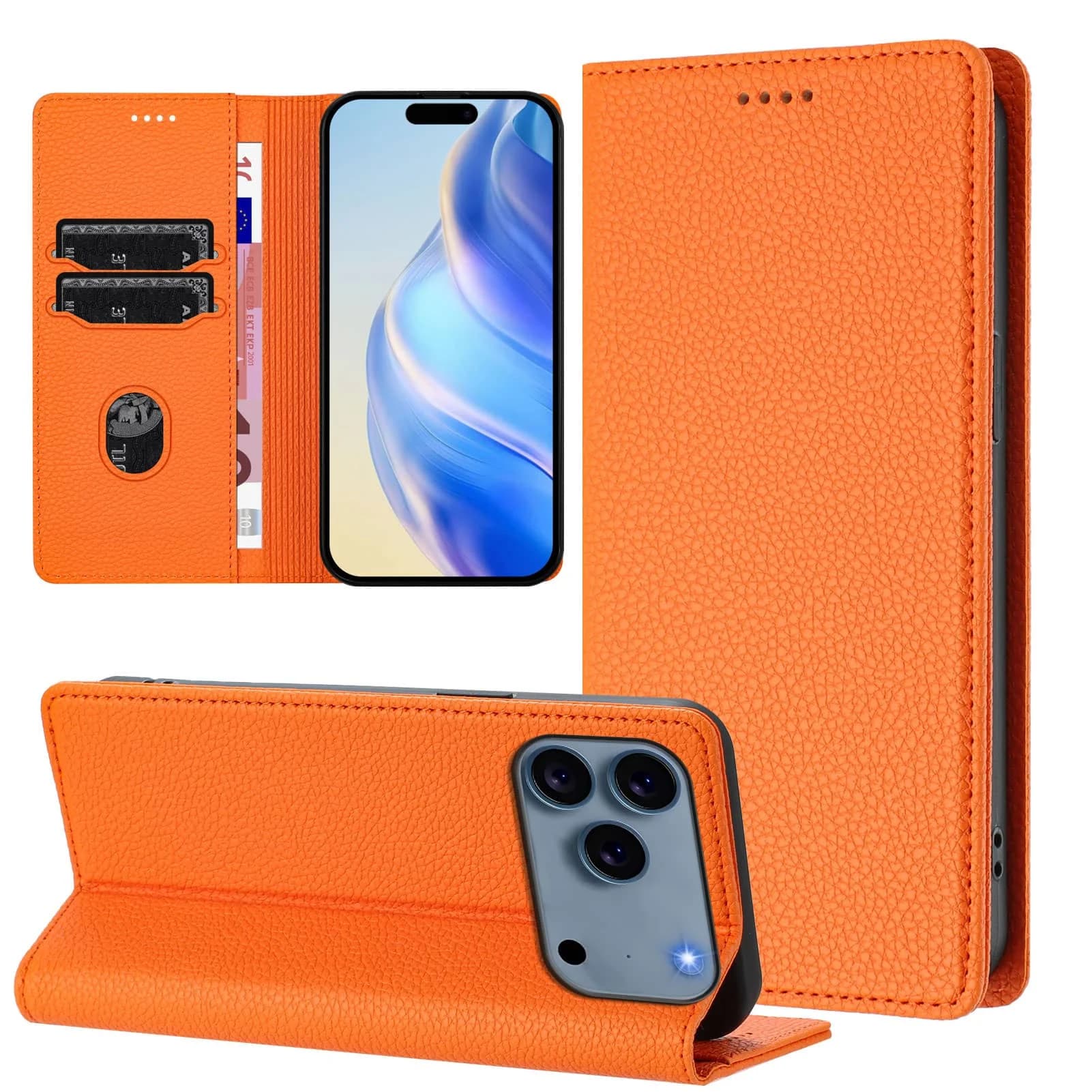 Custodia a Portafoglio WEFOR per iPhone 17/16/15 Pro Max 16 15 Plus, Blocco RFID, Porta Carte Magnetico, Antiurto, Flip Folio con Supporto