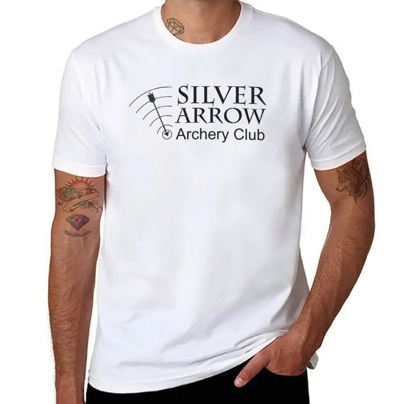 T-shirt da uomo con logo Silver Arrow Archery Club (grande).