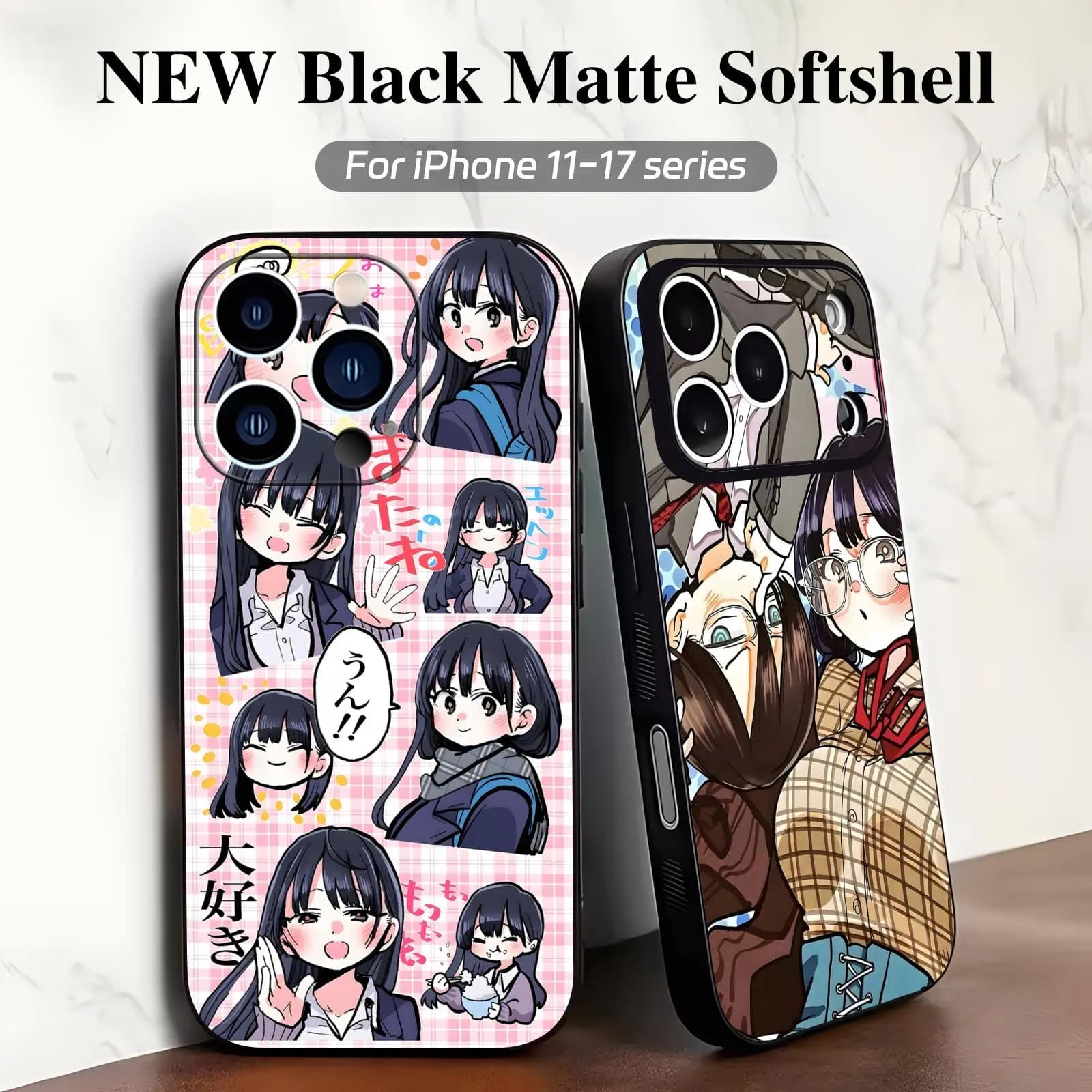 Phone Case For iPhone17 16 16e 15 14 13 12Plus Mini Pro Max Anti-Drop Soft Black Case anime The Dangers in My Heart