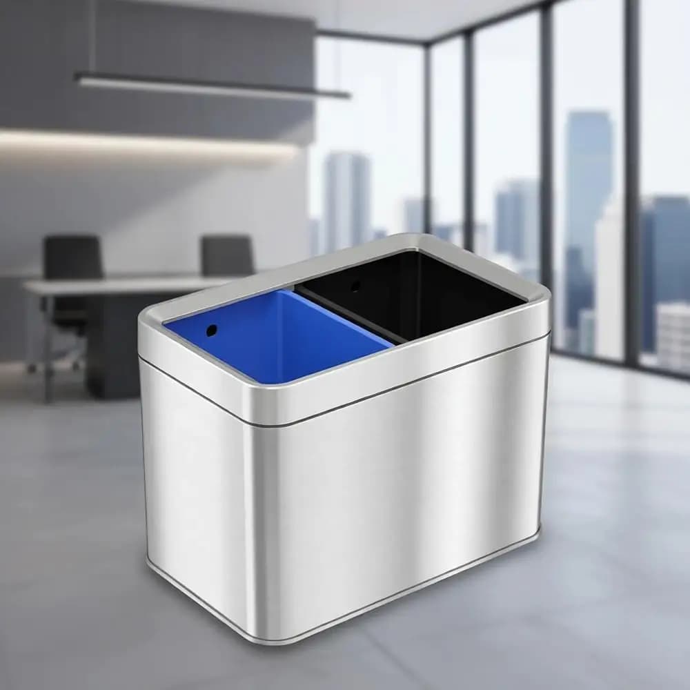 Cestino per Rifiuti e Riciclo a Doppio Scomparto da 20L/5,3 Galloni - Bidone in Acciaio Inox per Casa, Cucina, Ufficio, Bagno